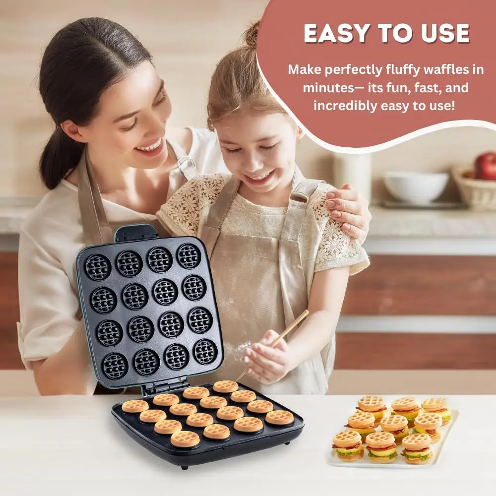 Sandwich Press Grill - 16 Delikli Waffle Makinesi, Hızlı Isınan