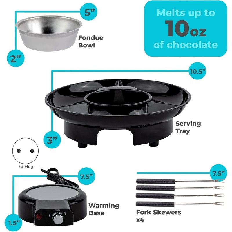 Fondue Set Electric - Elektrikli Fondü Tencere Seti, Sıcaklık Kontrollü,